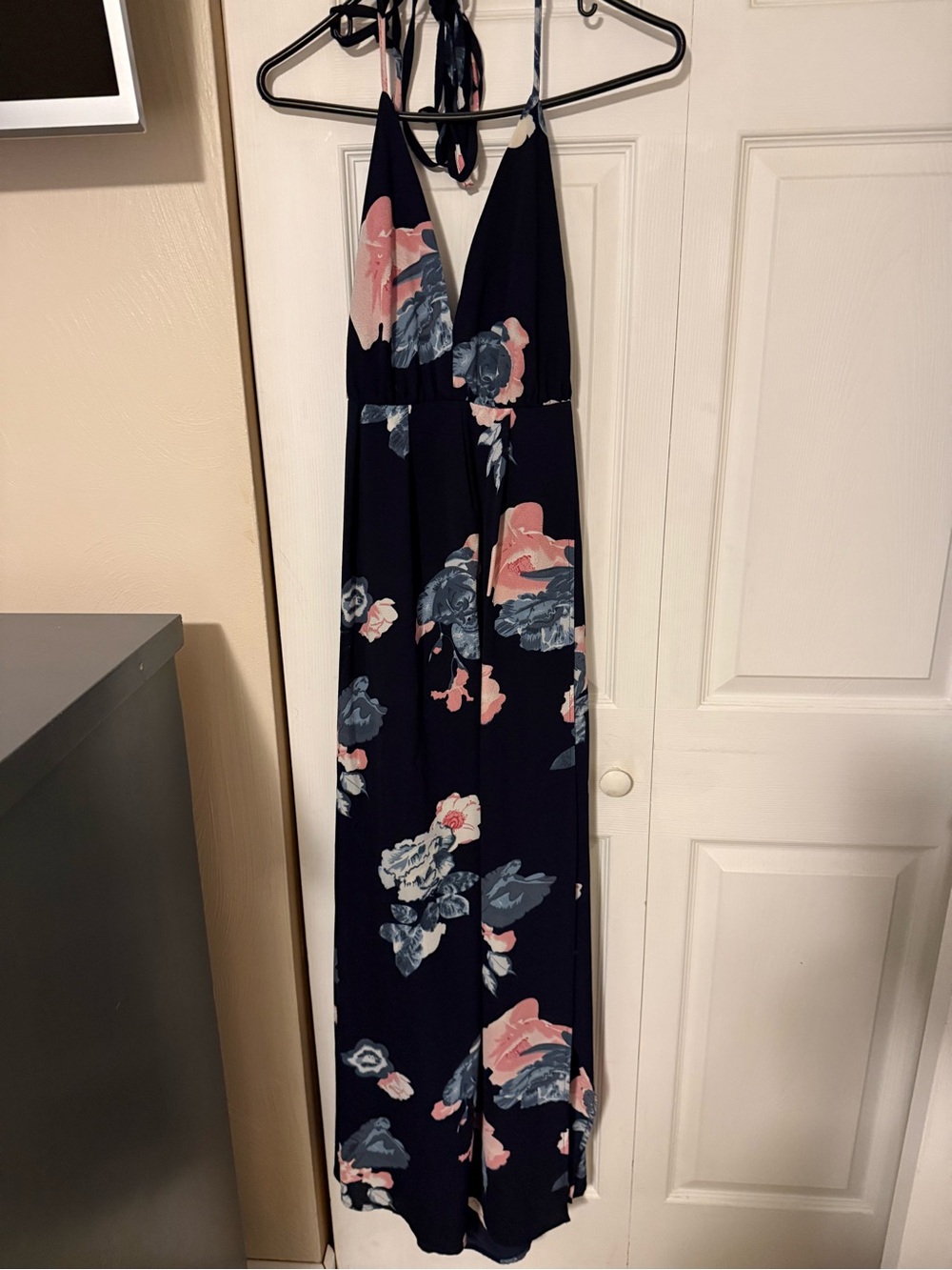 Navy Floral Halter Maxi Dress - Women
